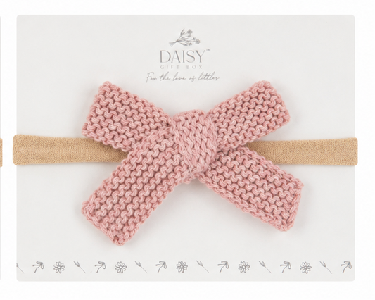 Knit Flat Bow Headband – Rose