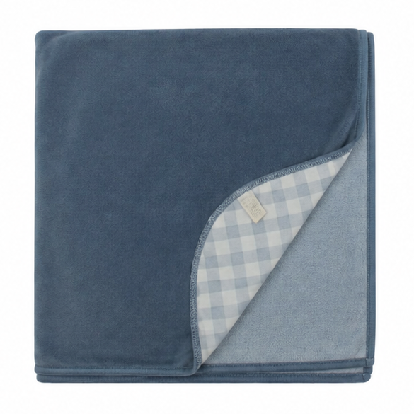 Gingham Patch Blanket - Navy