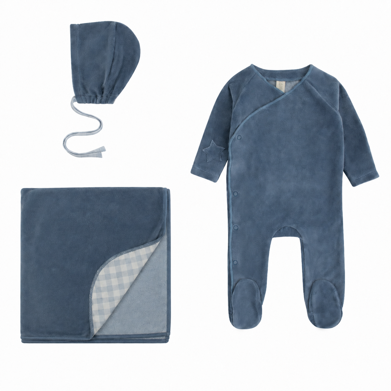 Gingham Patch Layette Set - Navy
