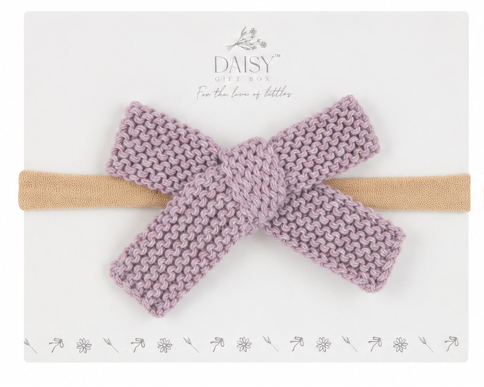 Knit Flat Bow Headband – Lilac
