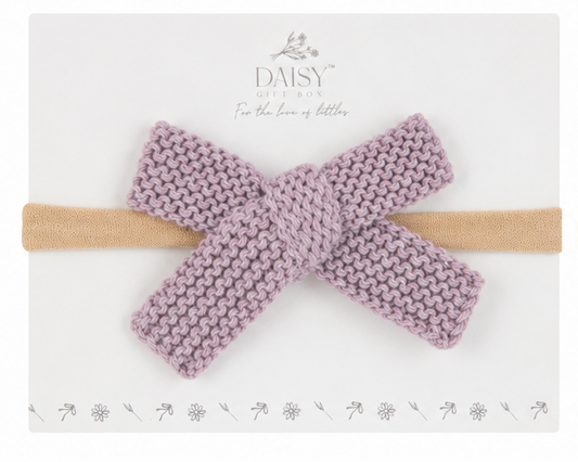 Knit Flat Bow Headband – Lilac