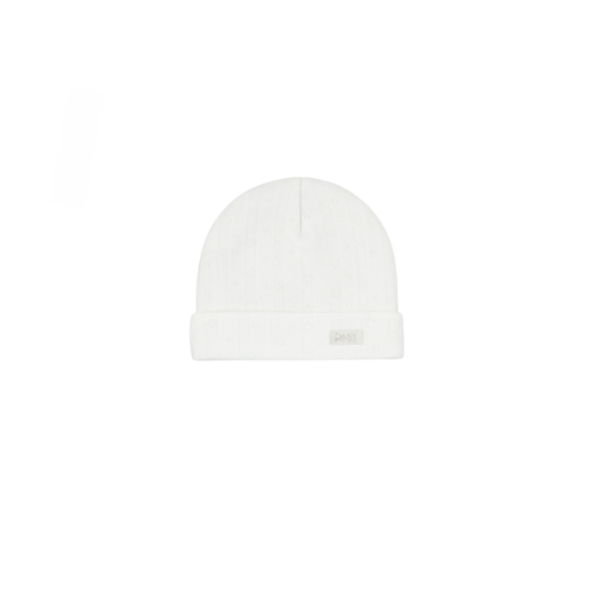 Pointelle Beanie - White