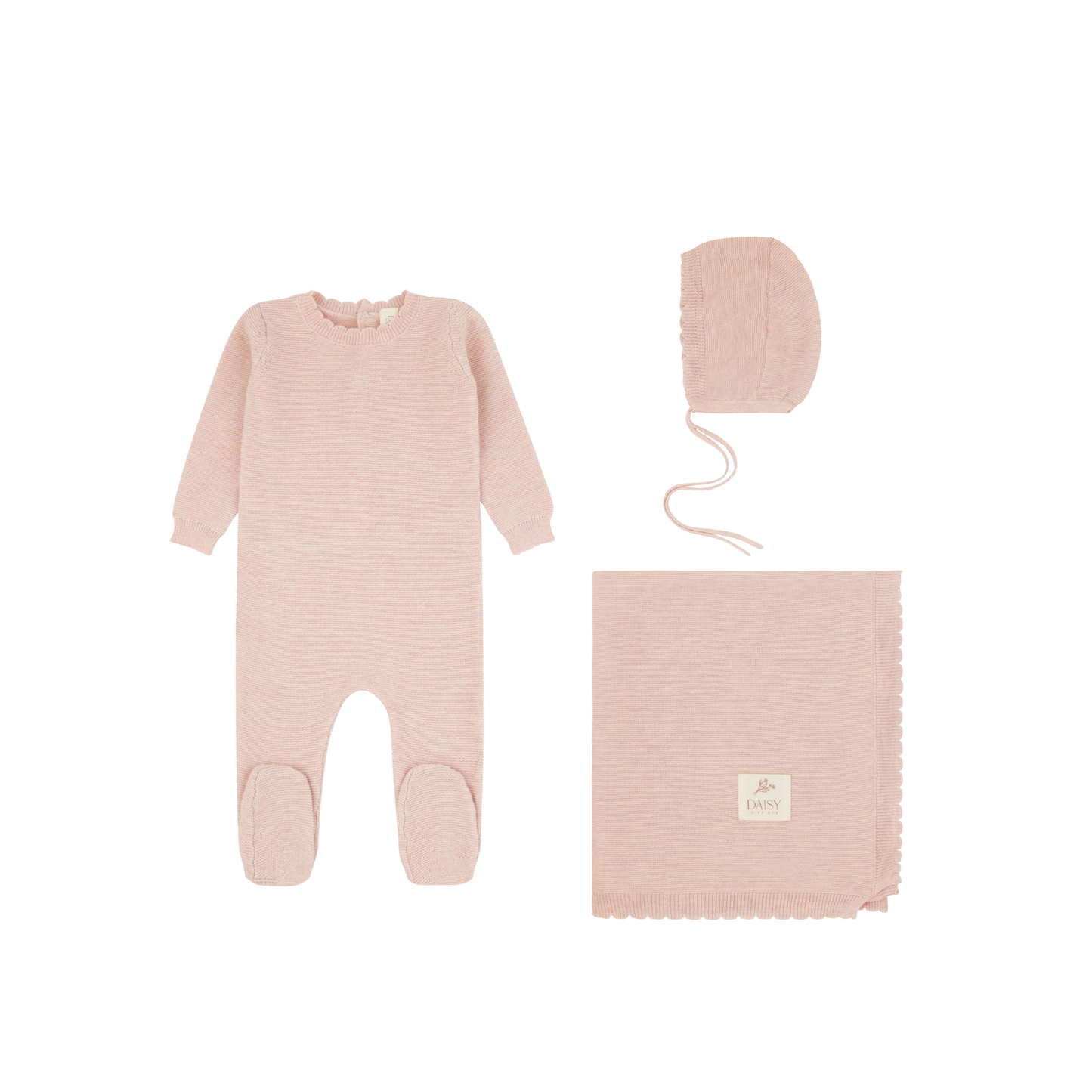 Scalloped Knit Layette Set - Roselle