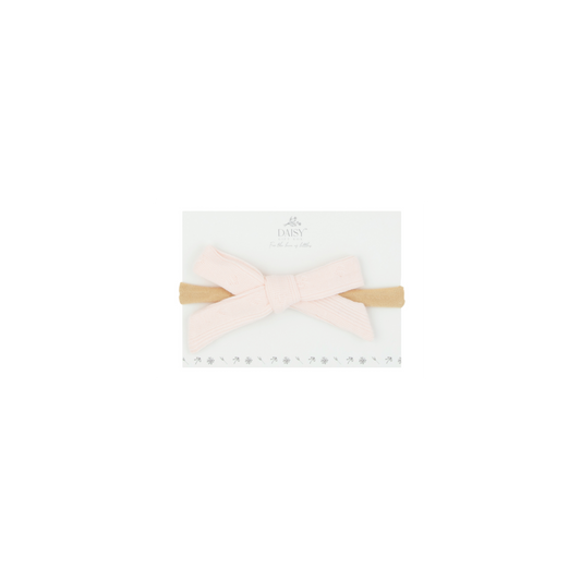 Pointelle Headband Bow - Soft Pink
