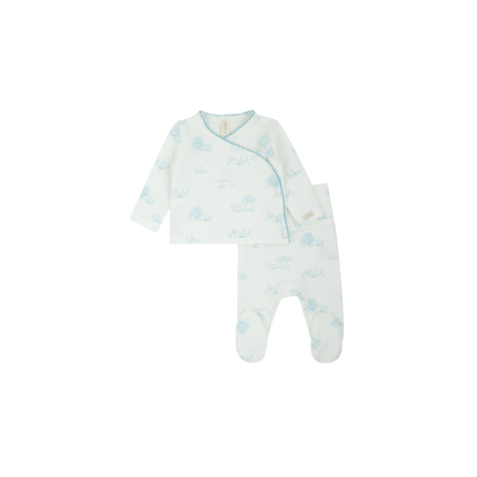Toile Wrap Tee & Footed Leggings - Blue