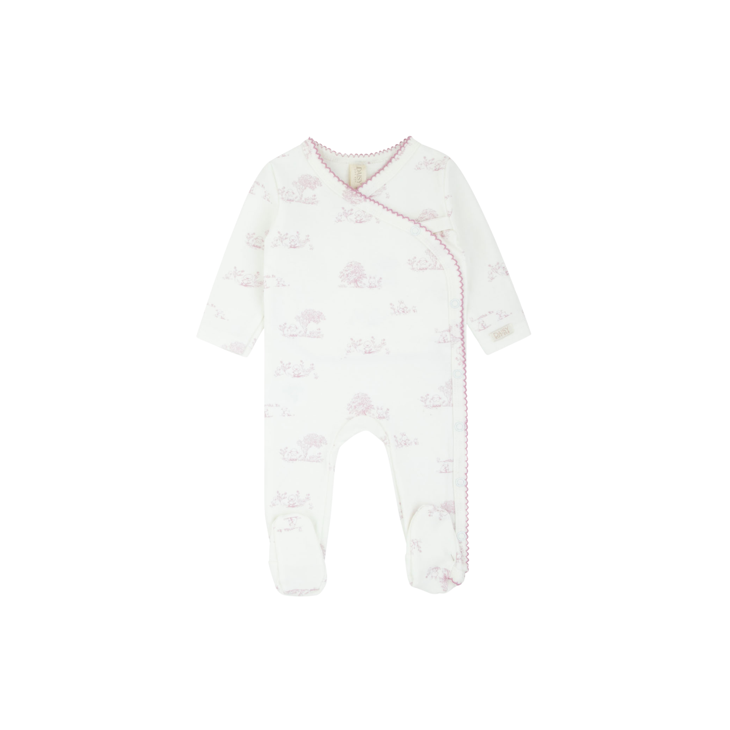 Toile All Print Kimono Footie - Pink