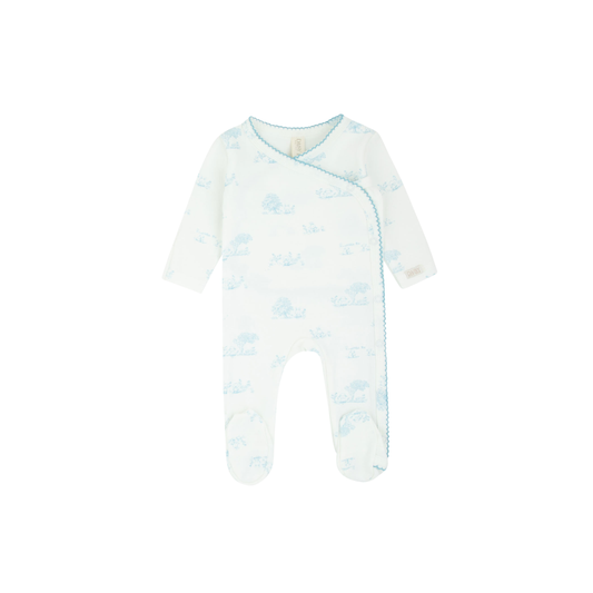 Toile All Print Kimono Footie - Blue