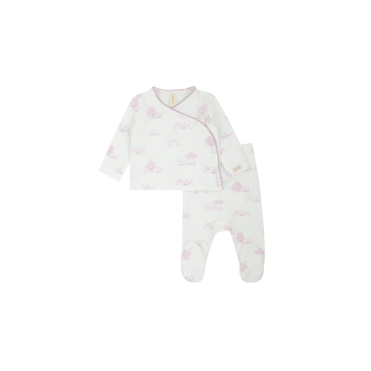 Toile Wrap Tee & Footed Leggings - Pink