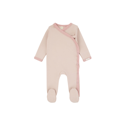 Kimono Footie Single Embroidery - Pink