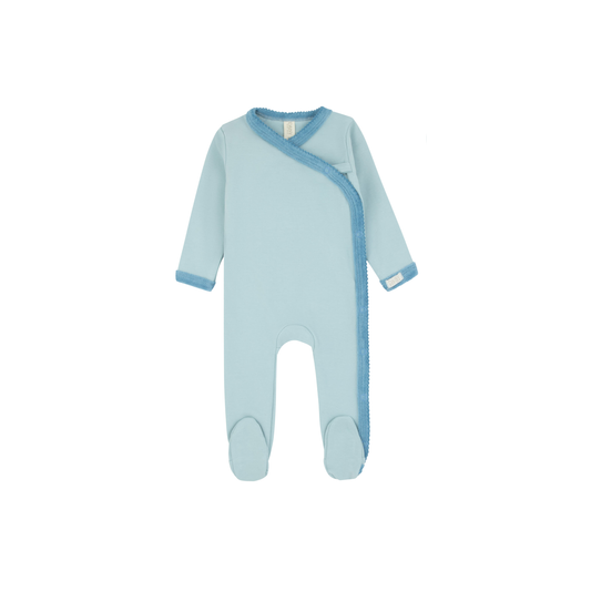 Kimono Footie Single Embroidery - Blue