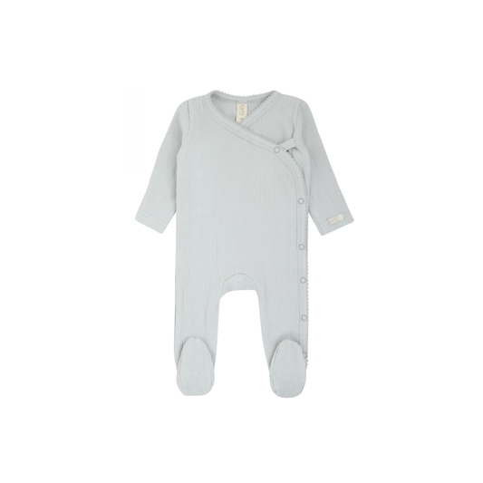 Pointelle Kimono Footie - Blue