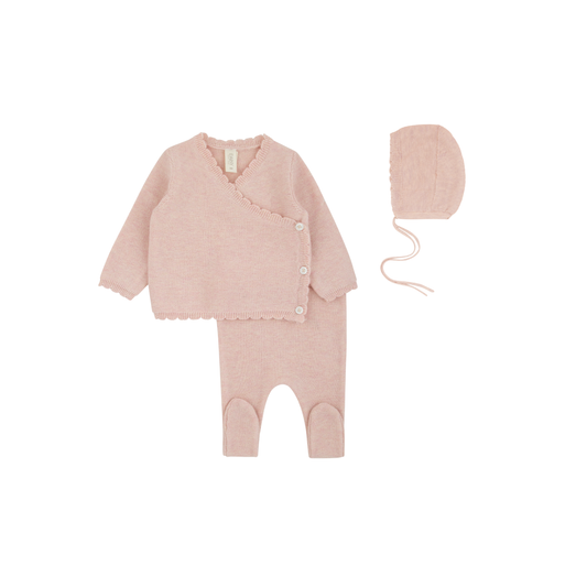 Knit Kimono Wrap + Bonnet - Roselle