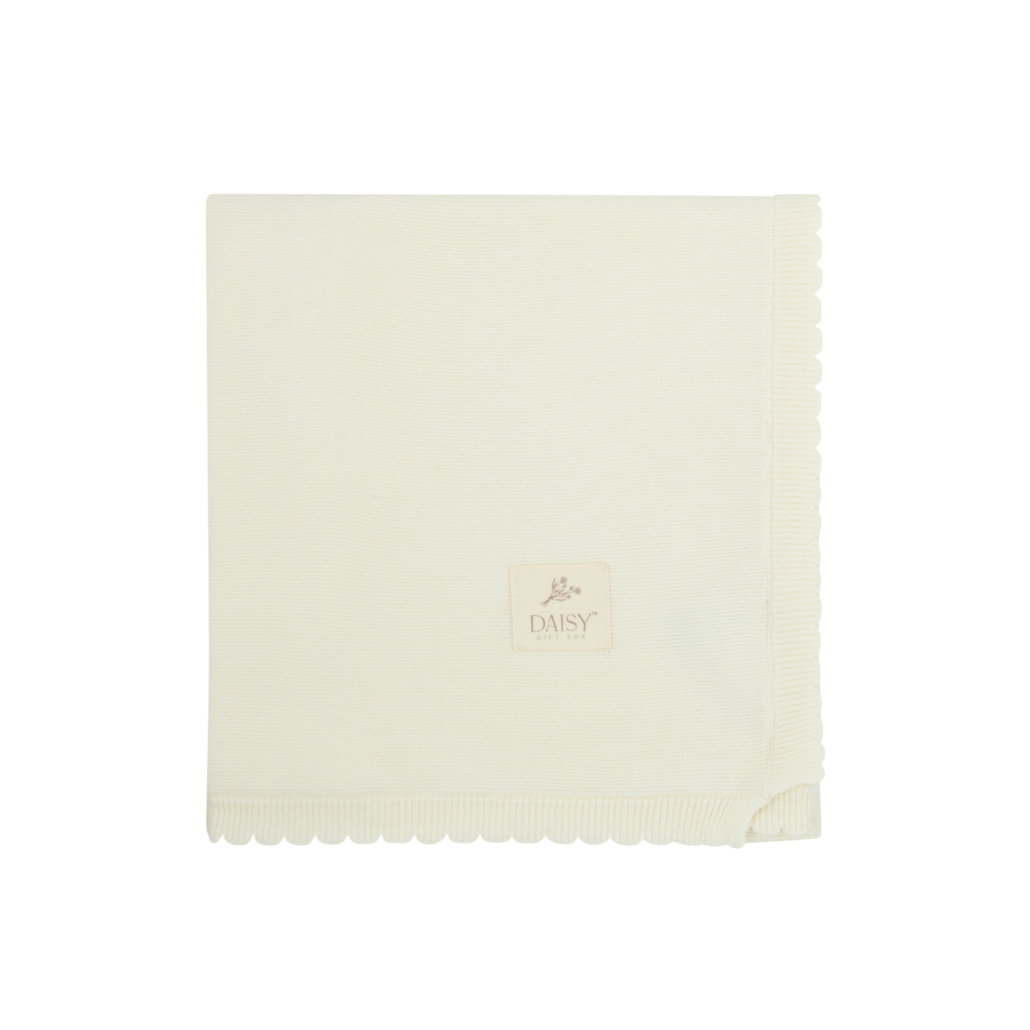 Scalloped Knit Blanket - Cream