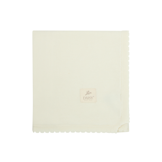 Scalloped Knit Blanket - Cream