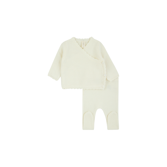 Knit Kimono Wrap Two-Piece - Cream