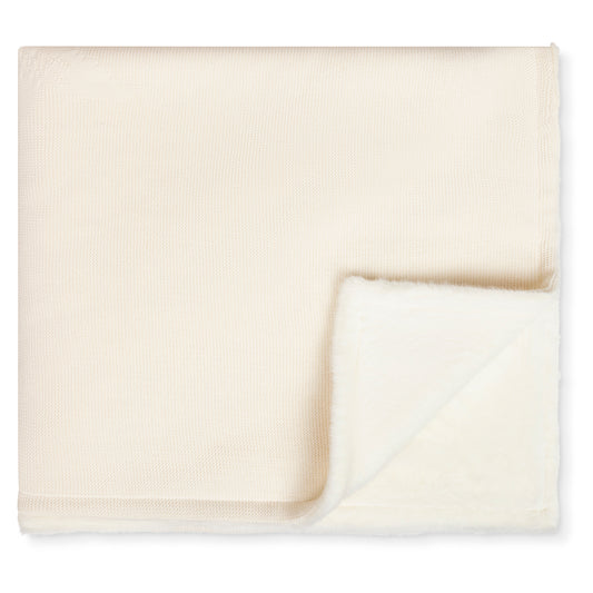 Luxury Knit Fur Blanket - Leaf - Buttercream