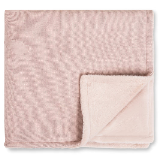 Luxury Knit Fur Blanket - Bow - Mauve