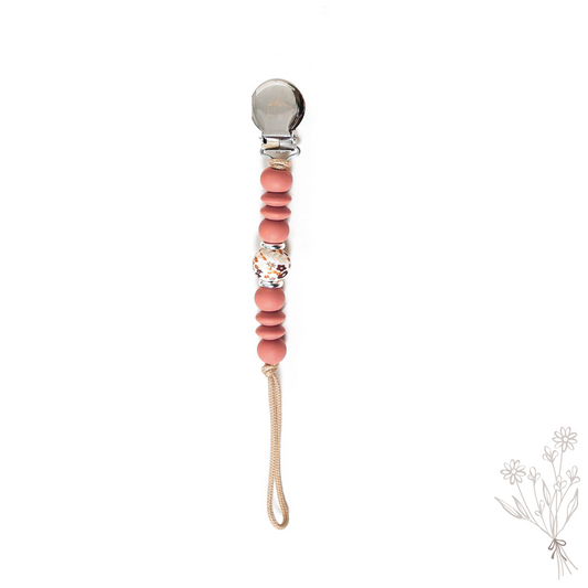 Dusty Rose Pink Pacifier clip