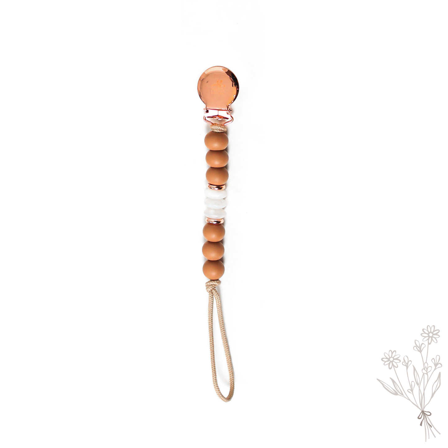 Taupe Dainty Teething pacifier clip