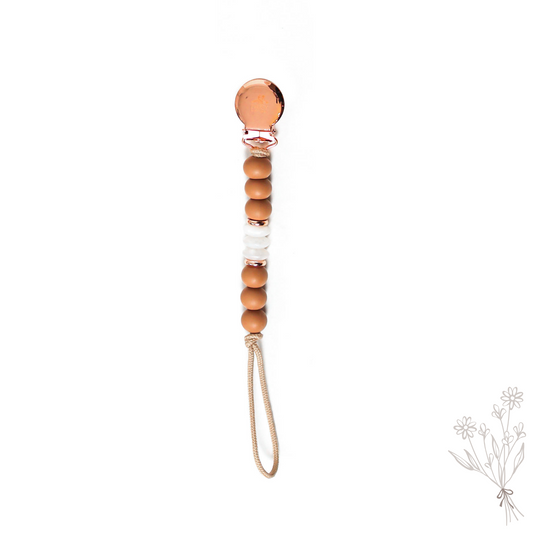 Taupe Dainty Teething pacifier clip