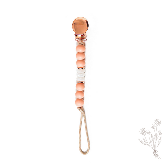Pink Mauve Dainty Teething pacifier clip