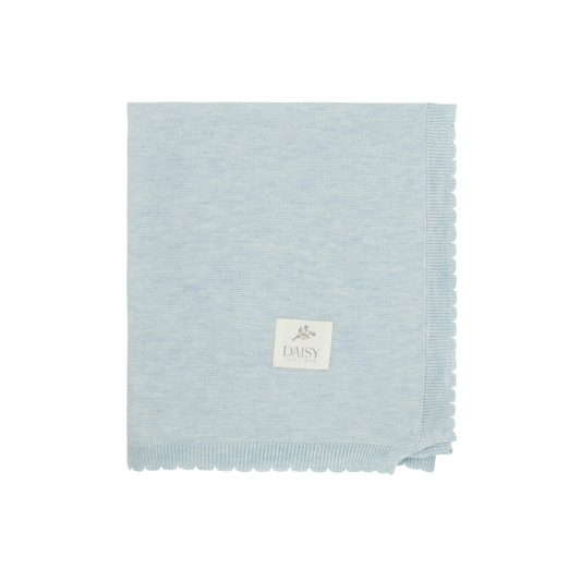 Scalloped Knit Blanket - Celeste