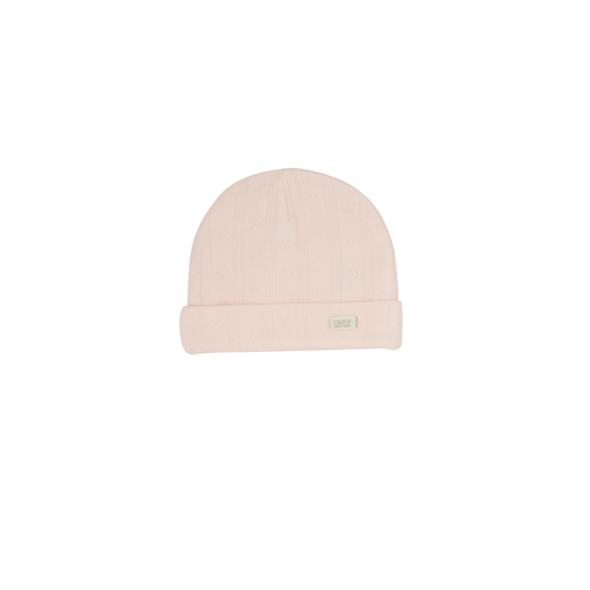 Pointelle Heart Beanie - Soft Pink