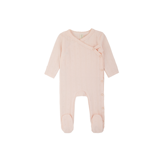 Pointelle Heart Footie - Soft Pink