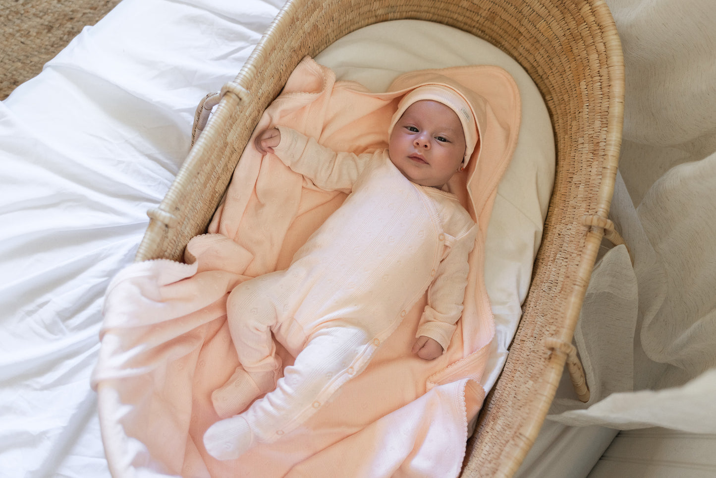 Pointelle Heart Layette Set - Soft Pink