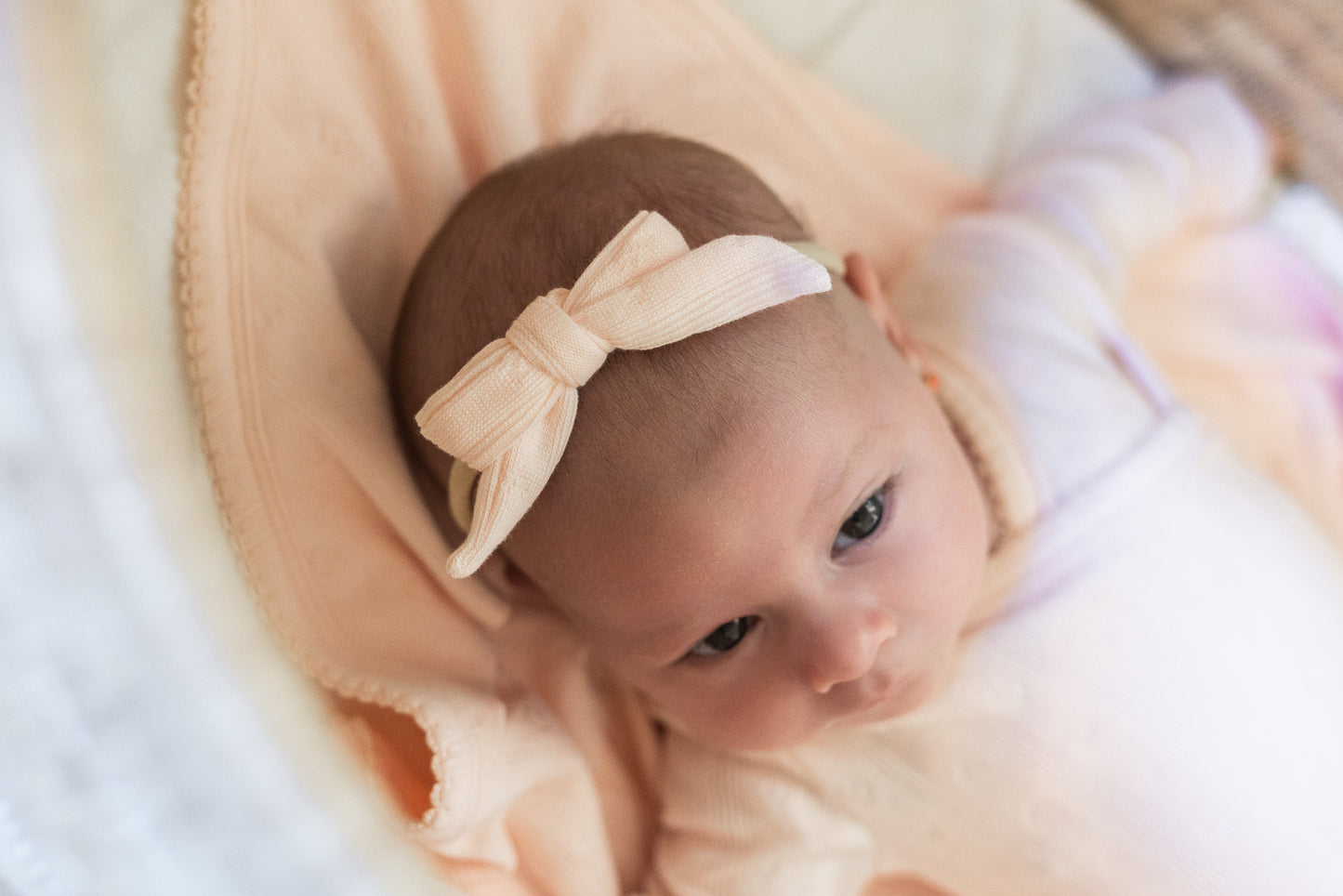 Soft Pink Pointelle Headband Bow