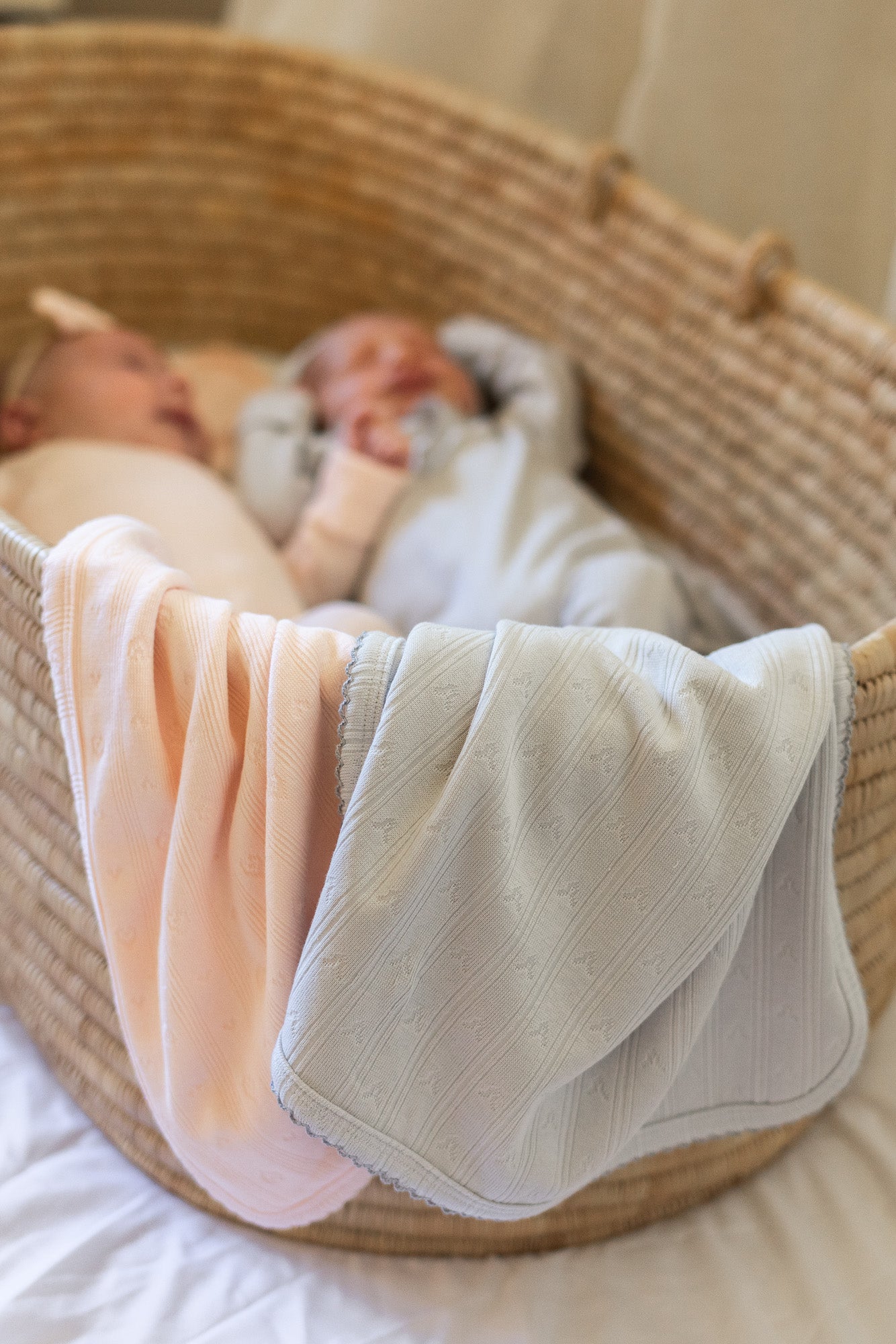 Pointelle Classic Blanket - Soft Blue