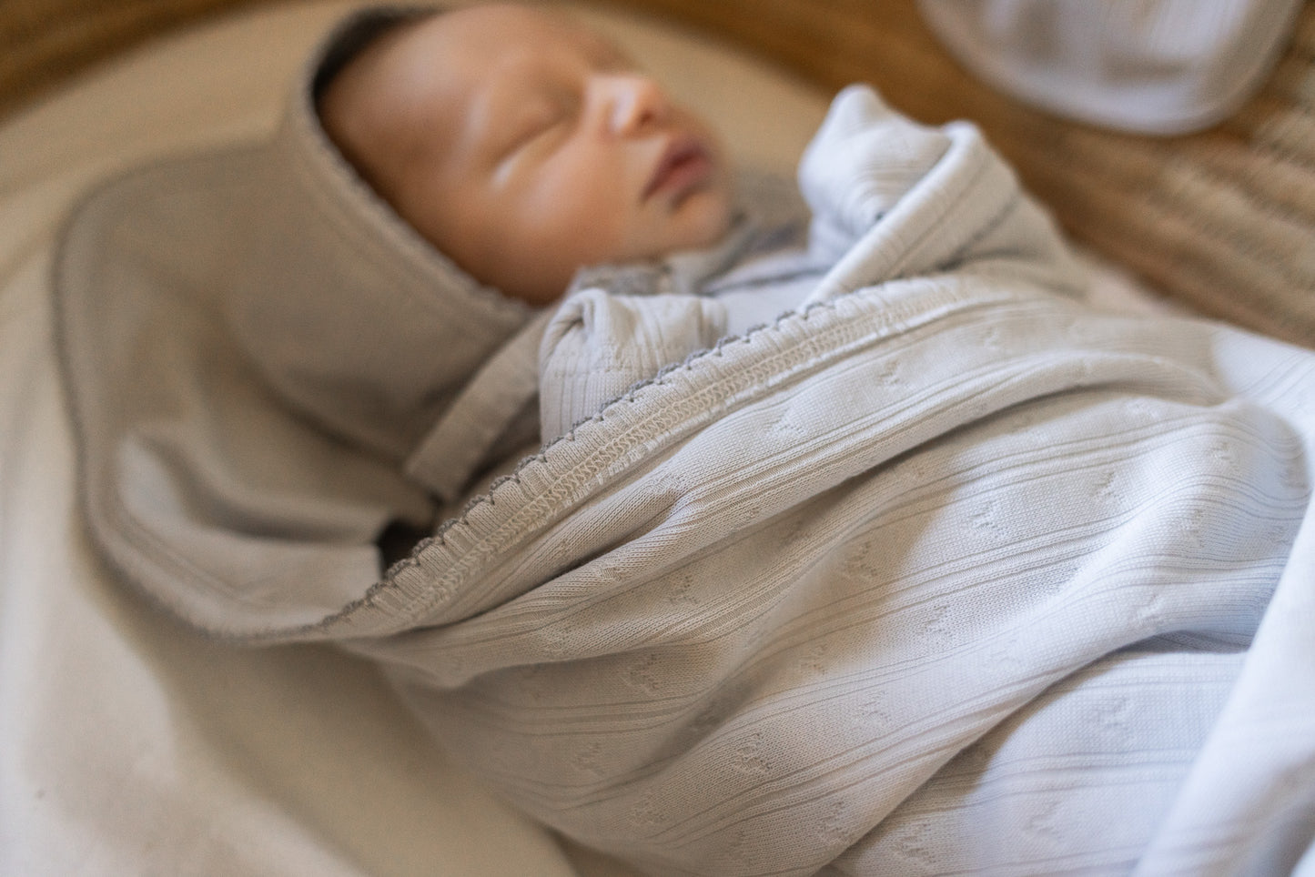 Pointelle Classic Blanket - Soft Blue