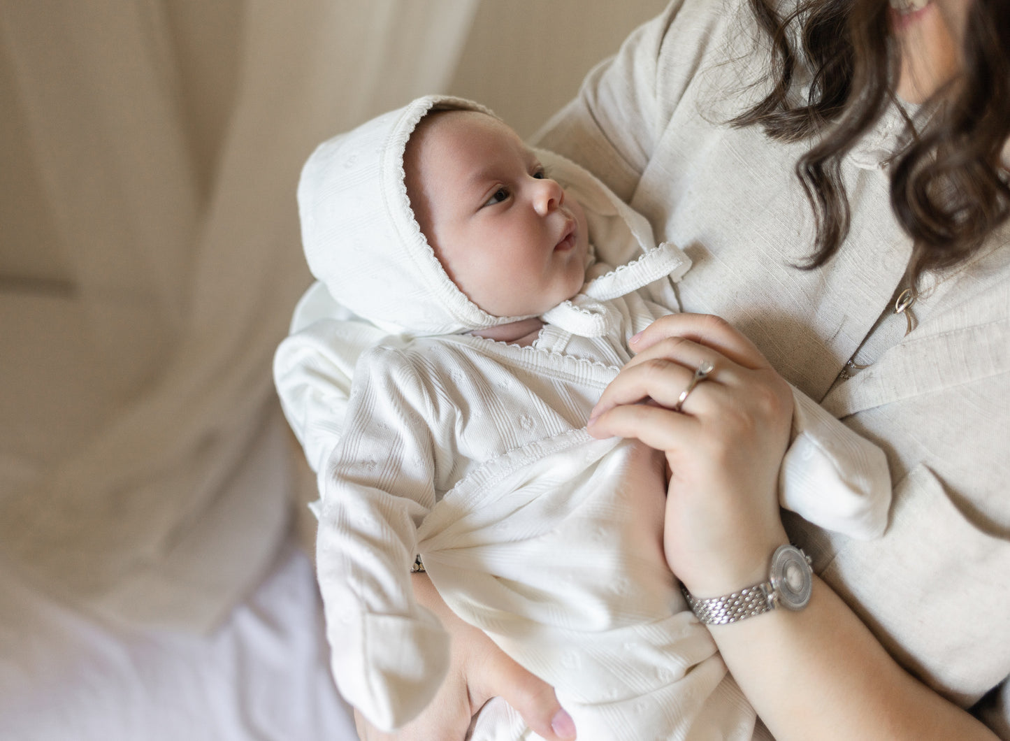 Pointelle Beanie - White