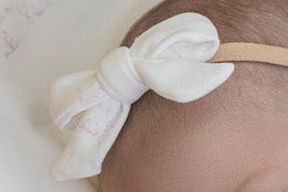 Baby Headband Bow – Toile Print