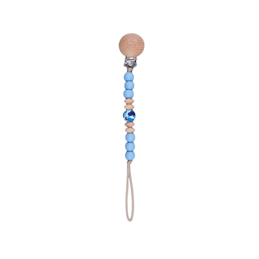 Teething pacifier clip - Brunnera Blue Marble