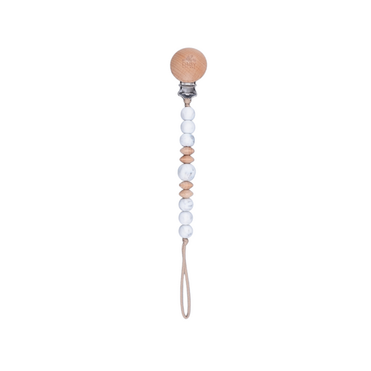 Teething pacifier clip - Marble white